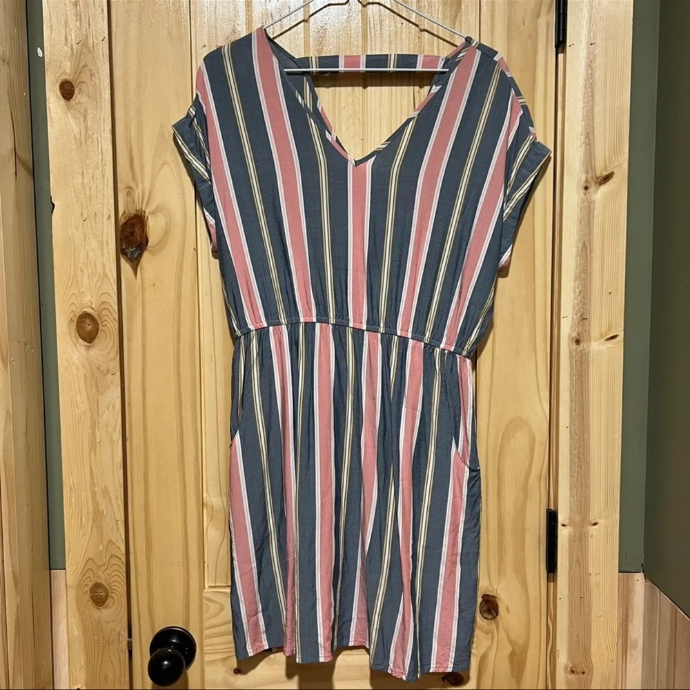Pink Rose Striped Dress